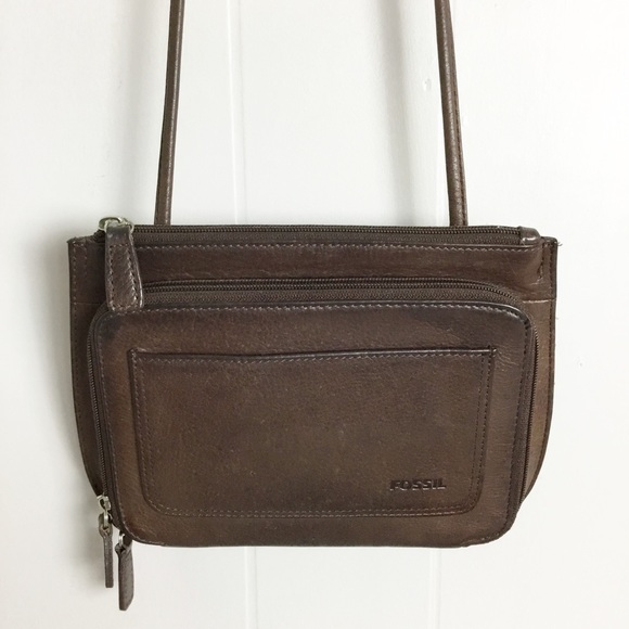 Vintage Fossil Brown Crossbody Bag Purse Y2K - Picture 3 of 4